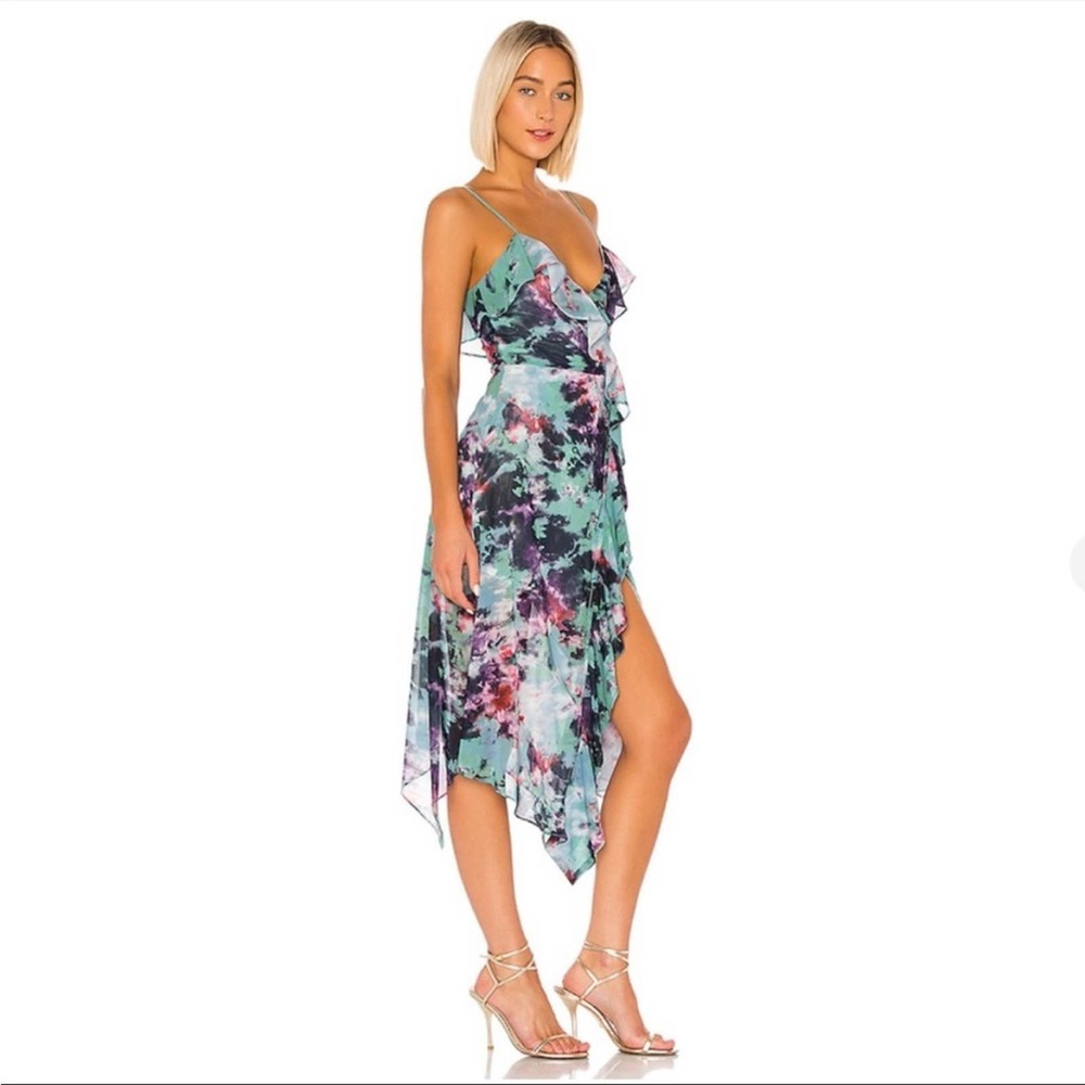 LOVERS & FRIENDS Haven Midi Dress Blue Tie Dye XS - Picture 2 of 10